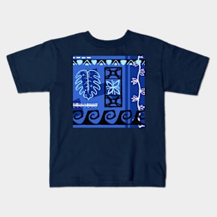 Blue Hawaiian Patterns Kids T-Shirt